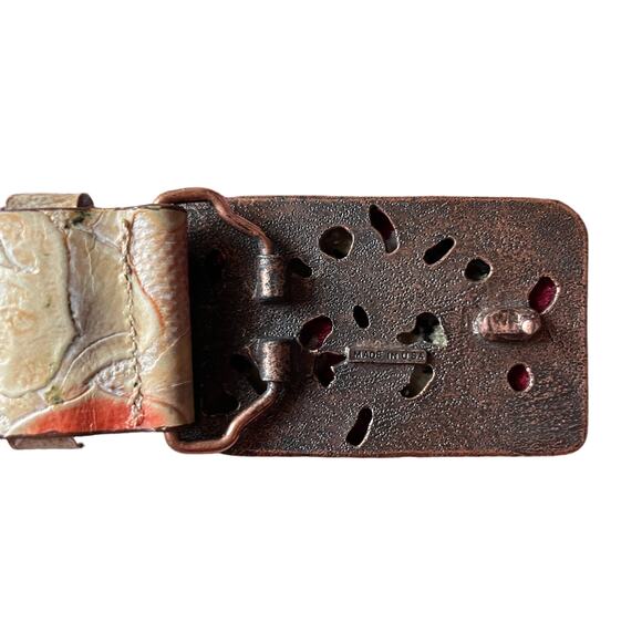 Streets Ahead Womens/Teen Leather Rose Belt Large Floral Brown Buckle Western - Picture 7 of 11